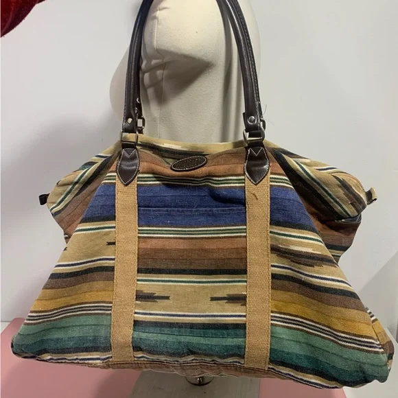 GITANO Vintage Aztec Style Print Duffle Bag / Carry-On Bag / Canvas Bag / BoHo - Picture 1 of 11